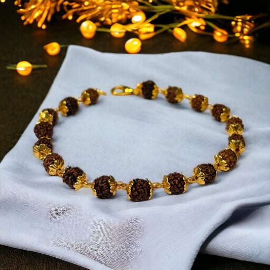 Gold Plated Rudraksha Bracelet Premium