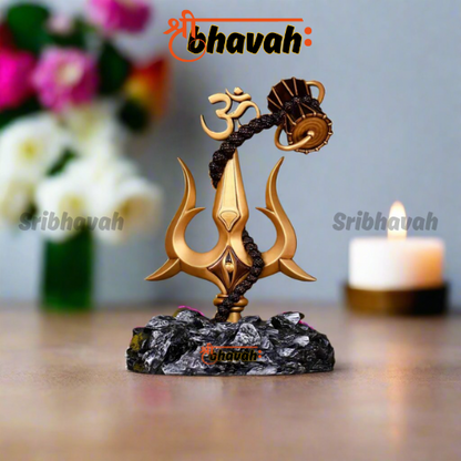 Trishul with Damru for Car Dashboard and Decor