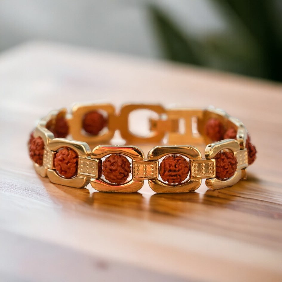 Gold Plated Essential Rudraksha Bracelet