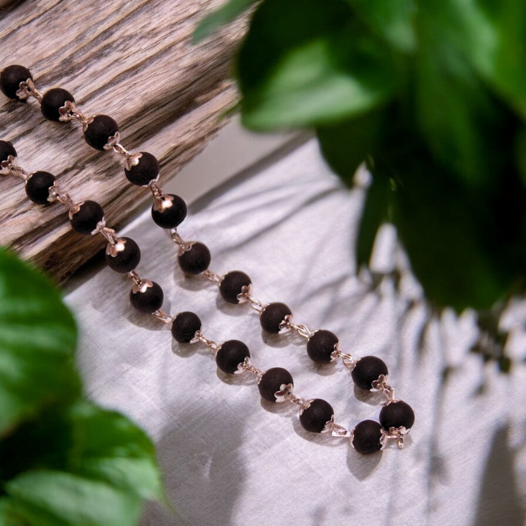 Karungali Malai Silver Cap Plated Necklace